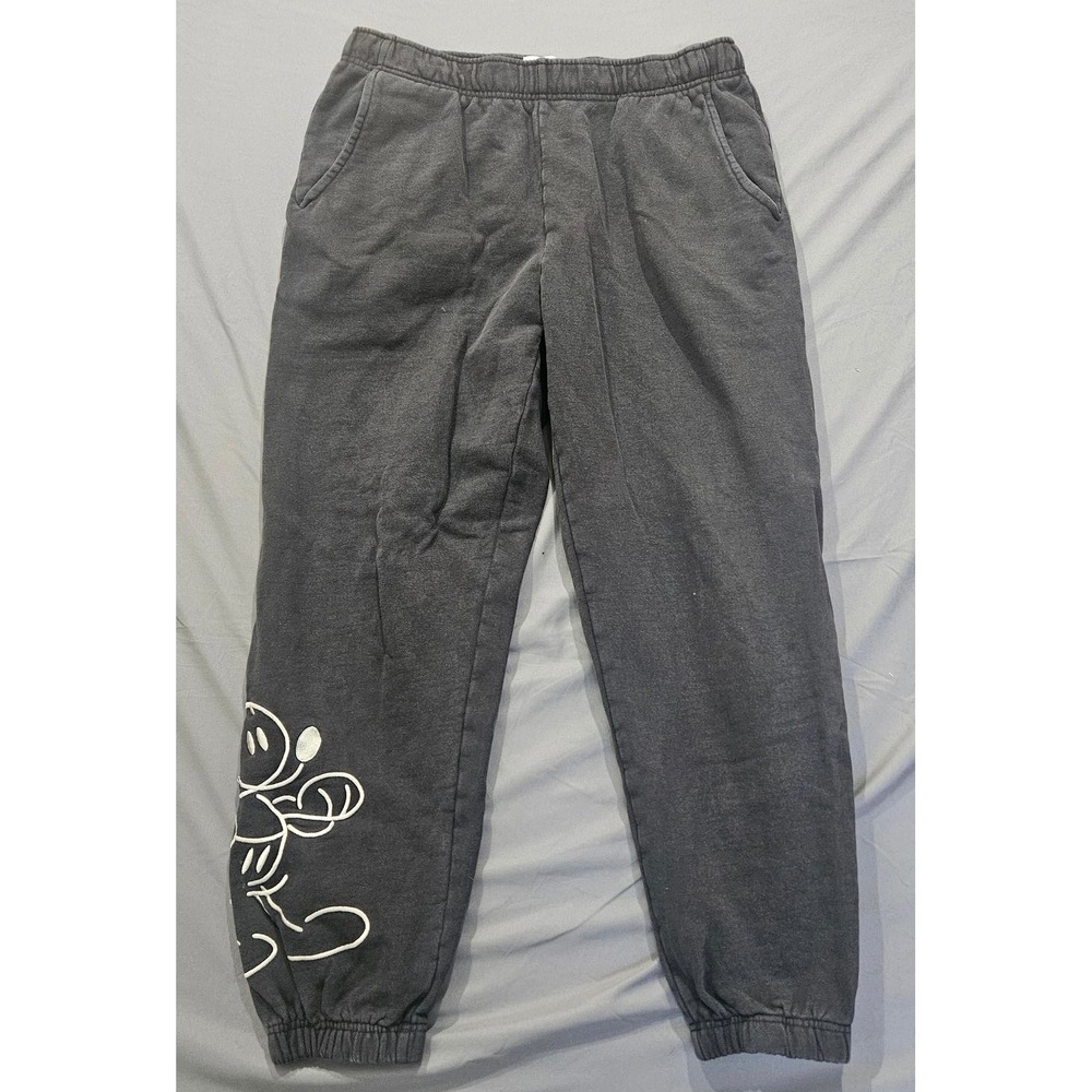 Disney Mickey Mouse Joggers Mens Medium Black Organic Cotton Graphic
